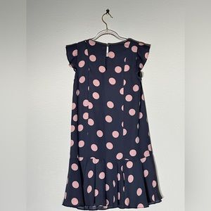 LOFT fun and comfy dress in blue with peach polka dots, size XXS